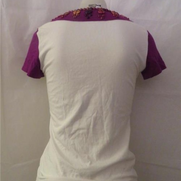 MOSCHINO CHEAP AND CHIC WHITE TOP W/PLUM TRIM 8 * - Picture 3 of 6